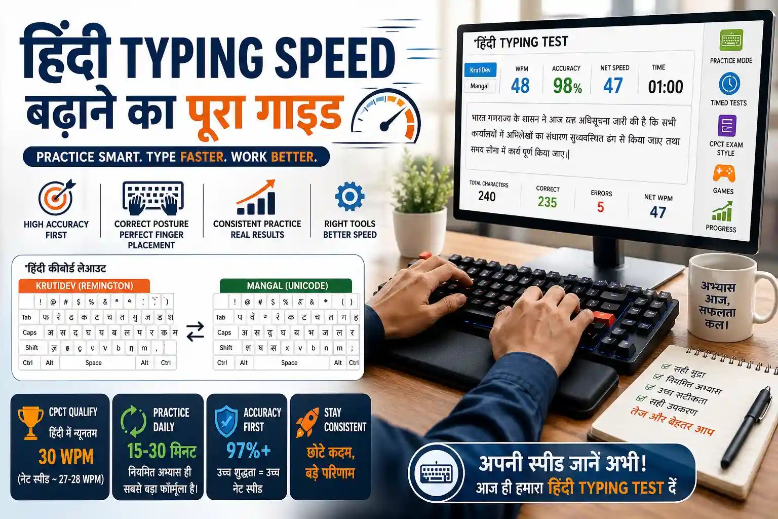 Improve Hindi Typing Speed – CPCT Ready Guide